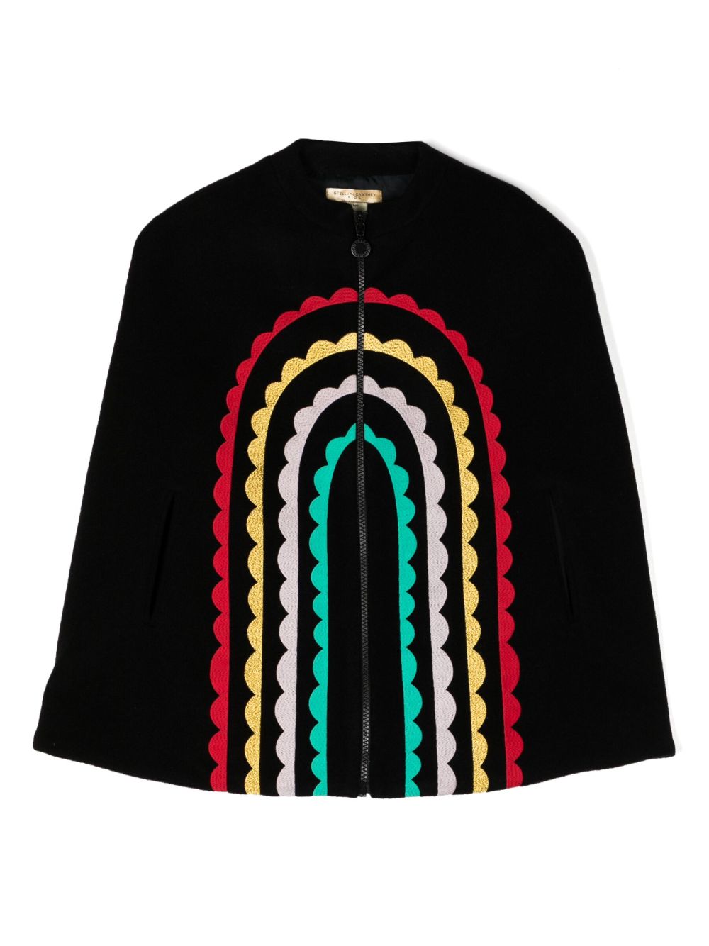 Stella McCartney Kids Rainbow Arch 图案刺绣棒球帽 - 黑色
