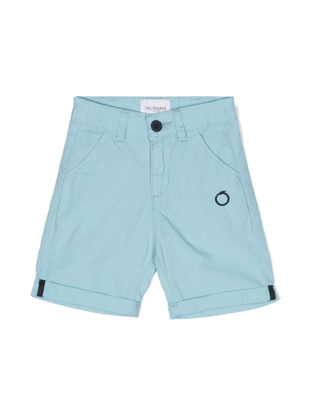 TRUSSARDI JUNIOR logo刺绣卡其短裤 - 蓝色