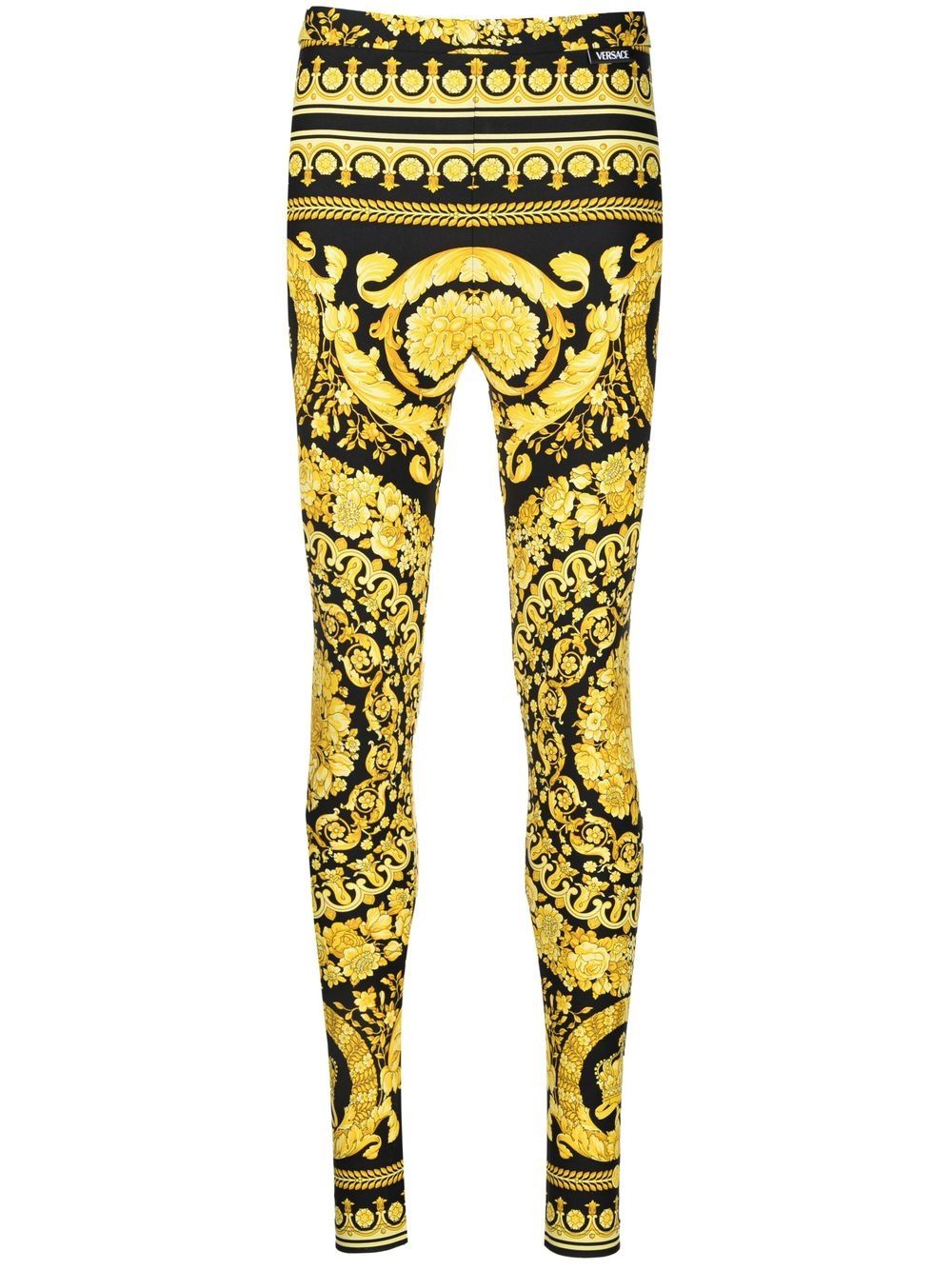 Versace 巴洛克印花打底裤 - 黄色