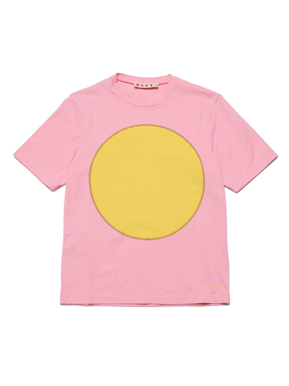 Marni Kids 圆形拼接平纹针织T恤 - 粉色