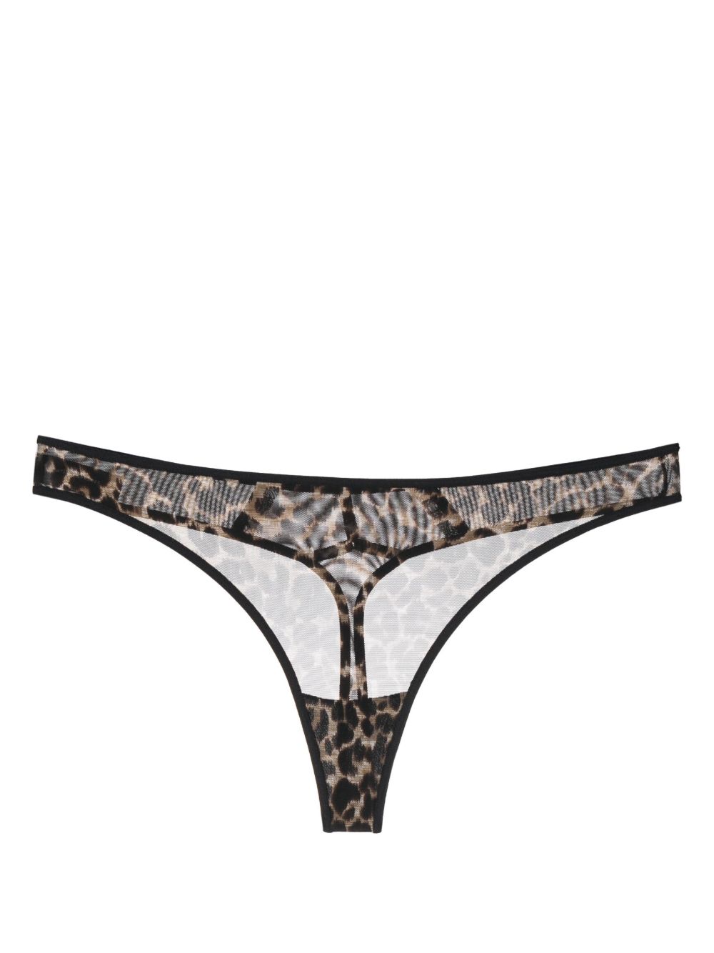 Marlies Dekkers Vixen 豹纹网纱丁字裤 - 褐色