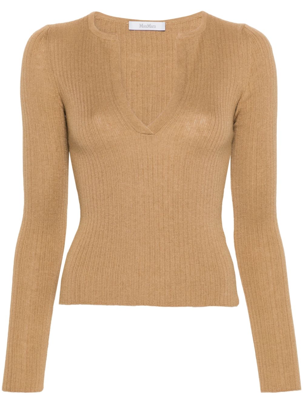 Max Mara Urlo 开衩领罗纹上衣 - 中性色