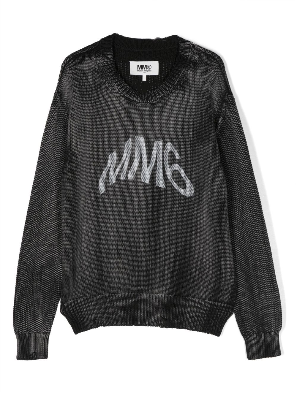 MM6 Maison Margiela Kids MM6 logo针织毛衣 - 黑色