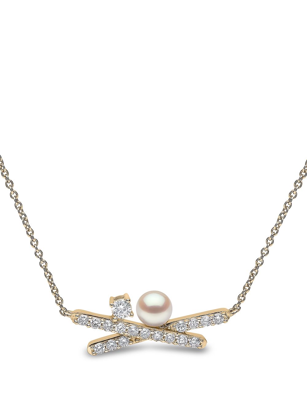 Yoko London Sleek 18K黄金阿古屋珍珠钻石项链 - 金色