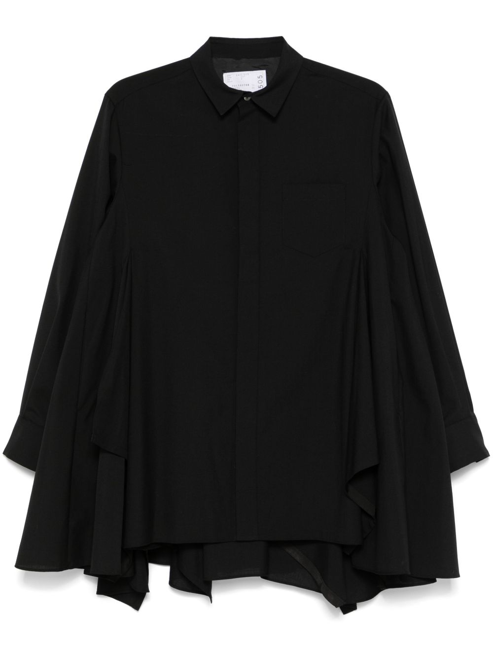 sacai 不规则下摆衬衫裙 - 黑色
