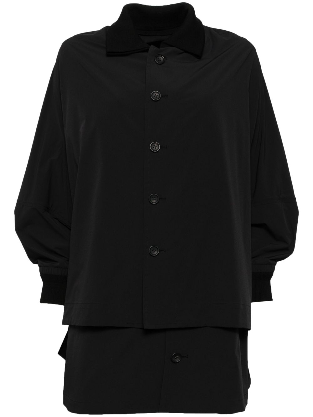 Yohji Yamamoto 分层式单排扣外套 - 黑色