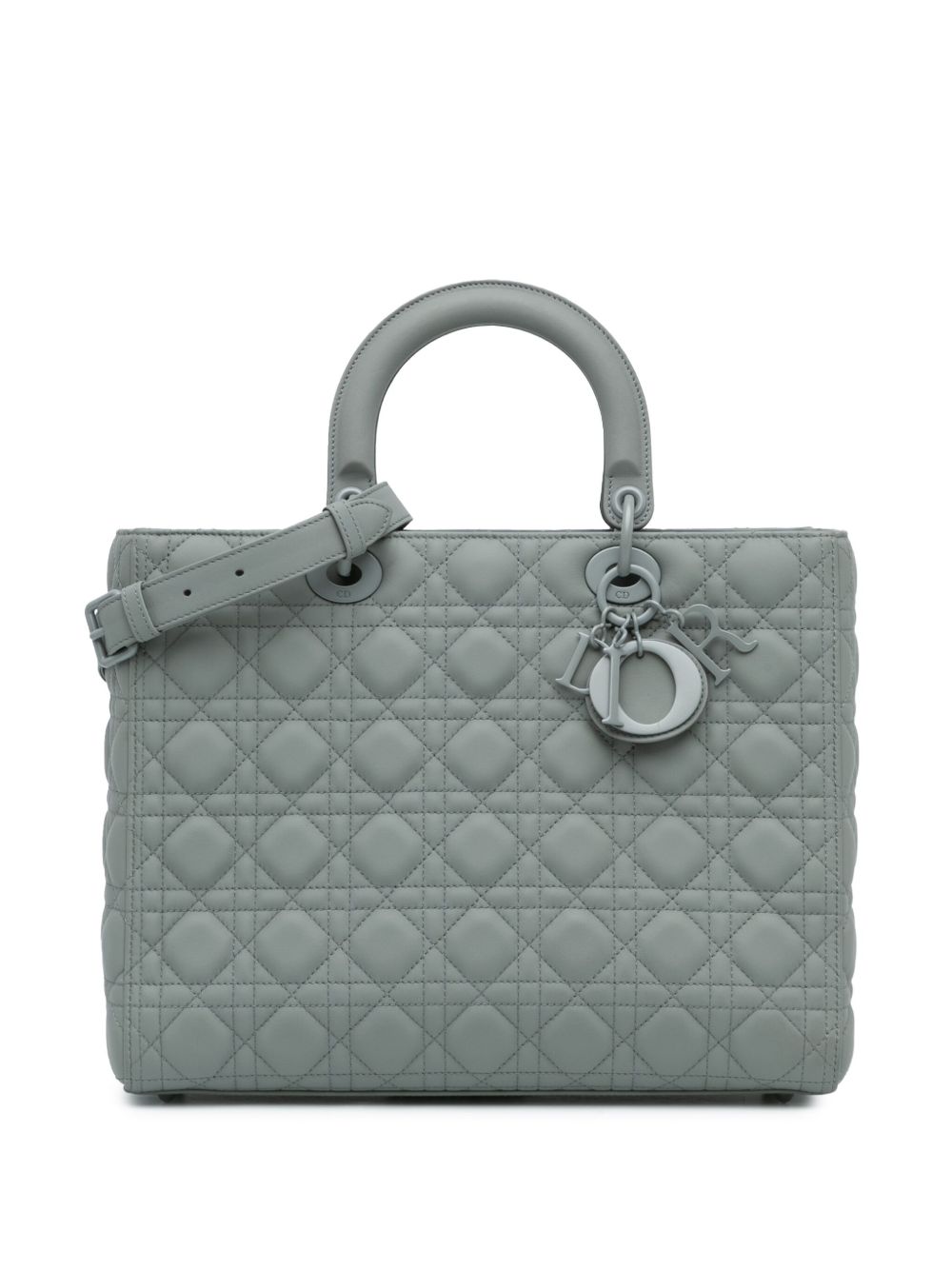 Christian Dior Pre-Owned Ultra Cannage Lady Dior 大号哑光小牛皮斜挎包（2020年典藏款） - 灰色