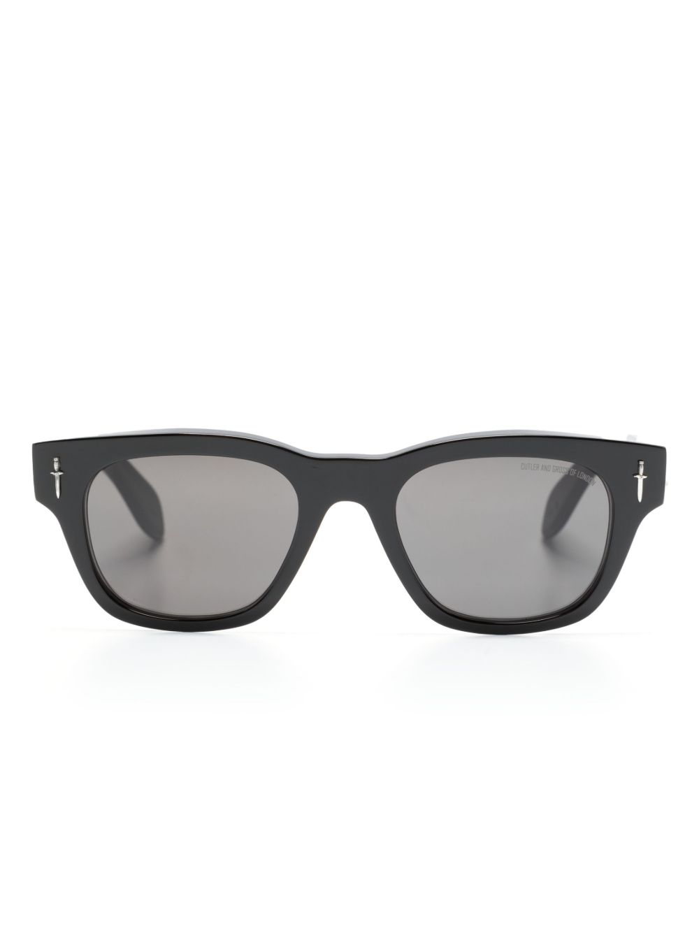 Cutler & Gross logo标牌方框太阳眼镜 - 黑色