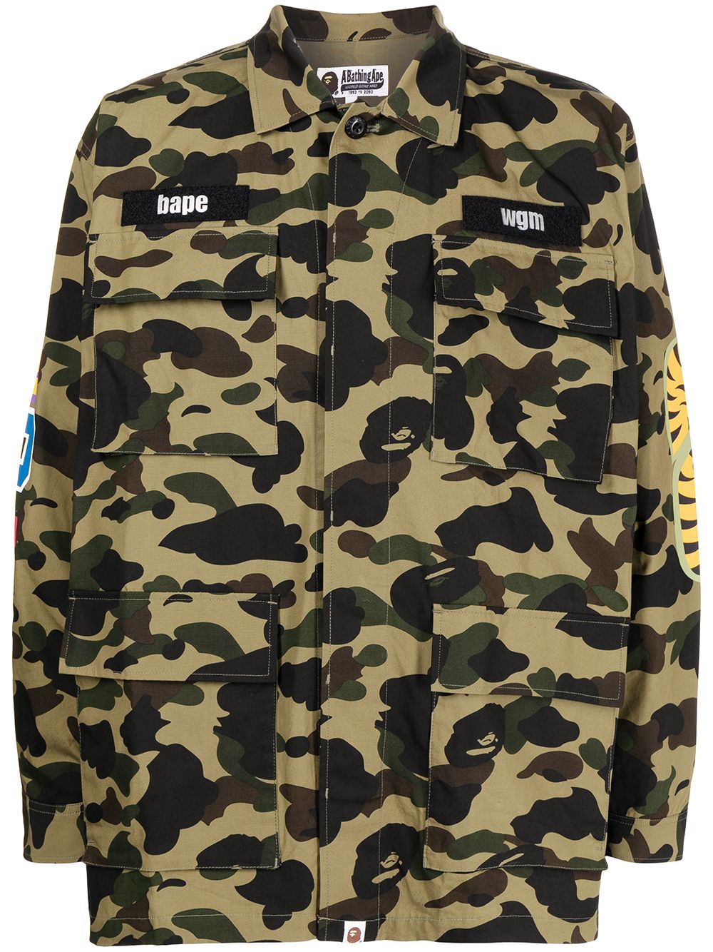 A BATHING APE® 迷彩鲨鱼印花衬衫式夹克 - GREEN