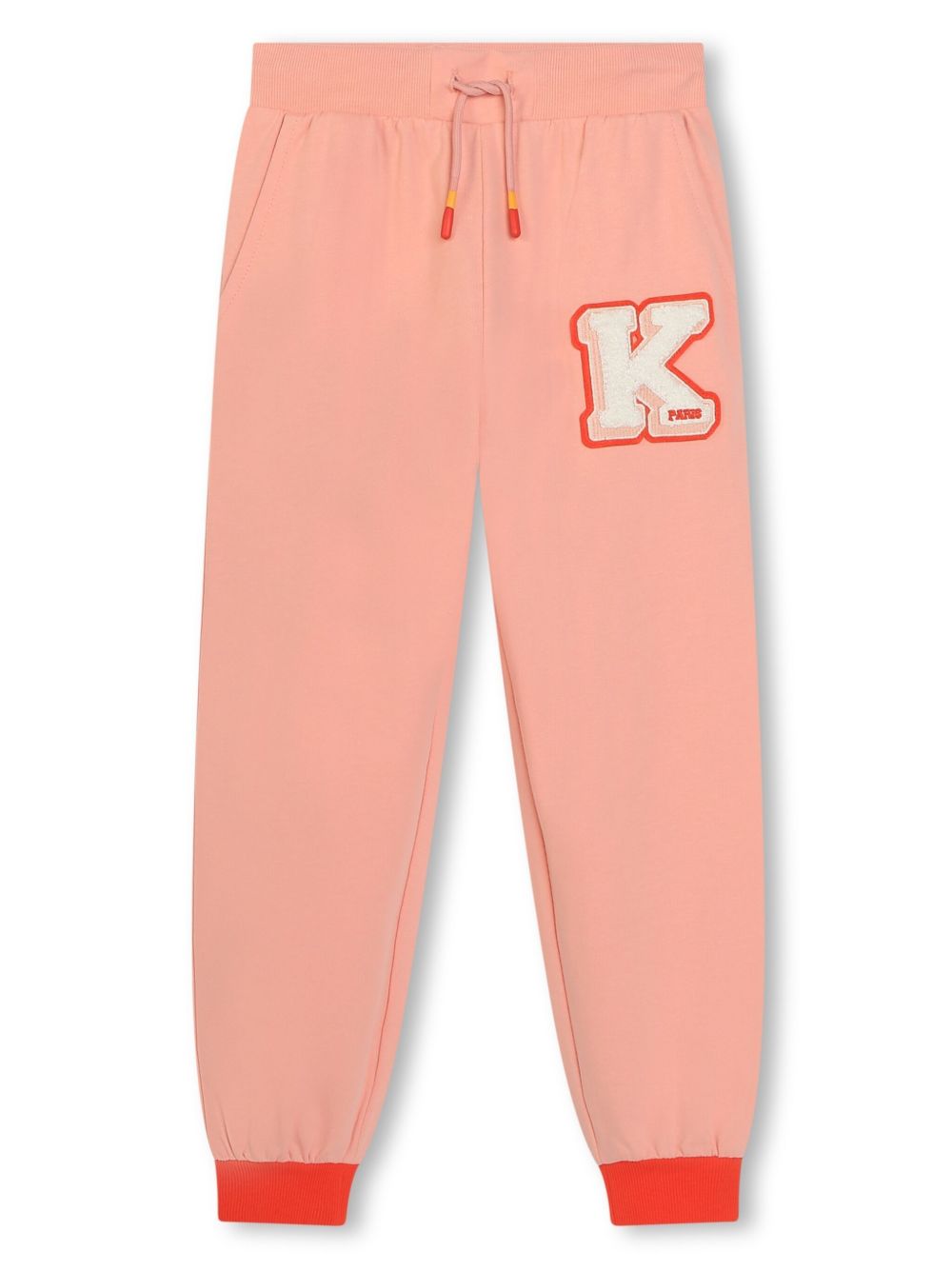 Kenzo Kids logo 贴花抽绳运动裤 - 橘色