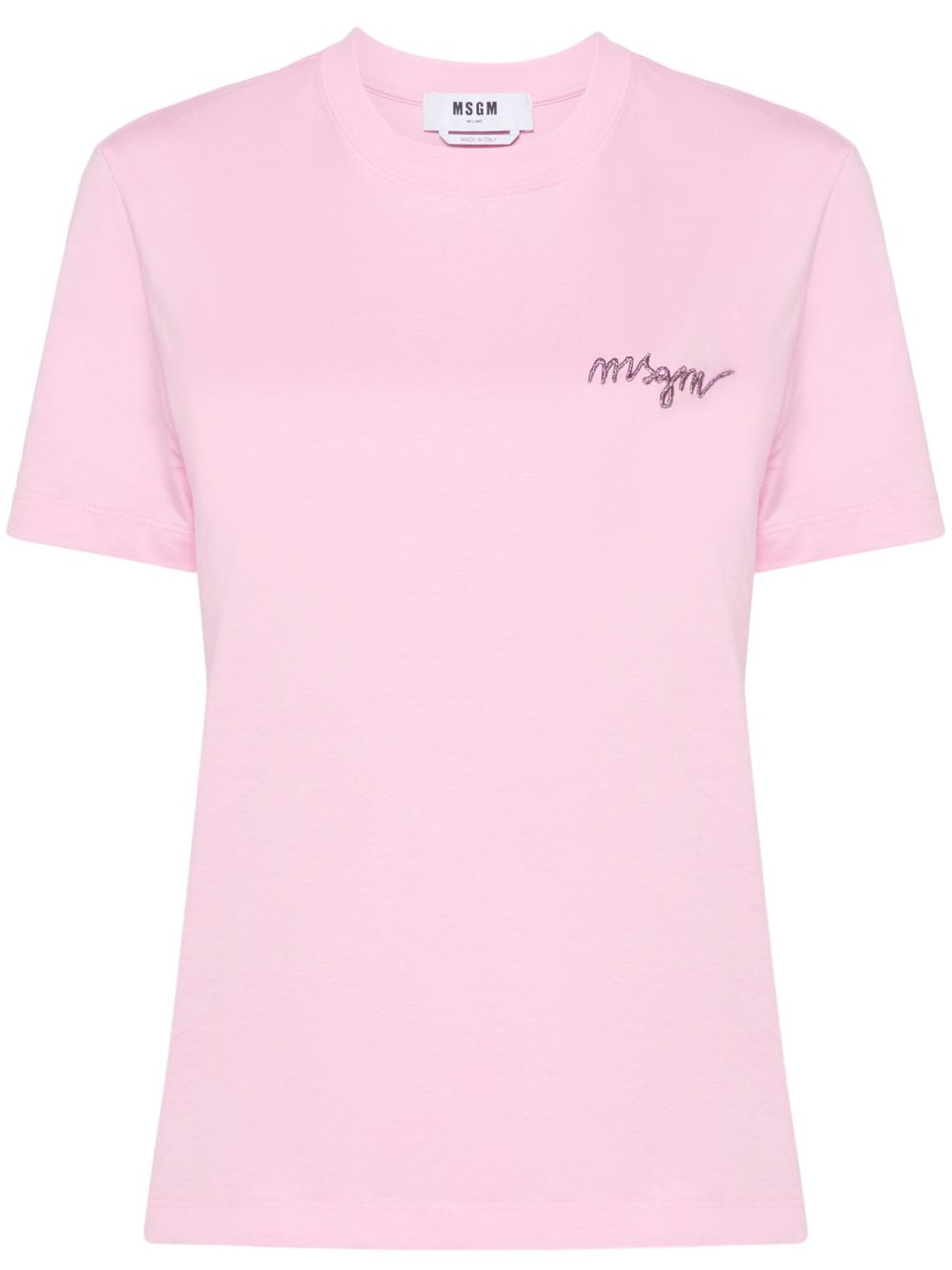 MSGM logo刺绣棉T恤 - 粉色