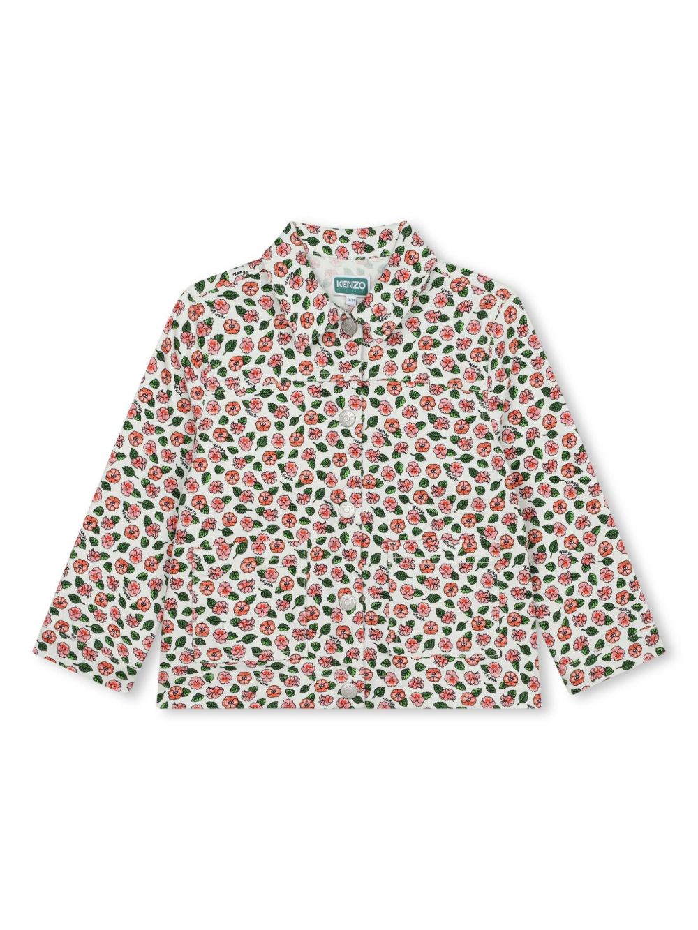 Kenzo Kids Boke 花卉印花正面纽扣夹克 - 白色
