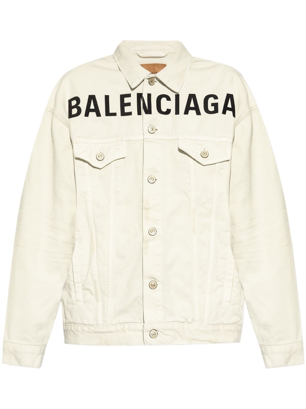 Balenciaga logo-print denim jacket - 白色