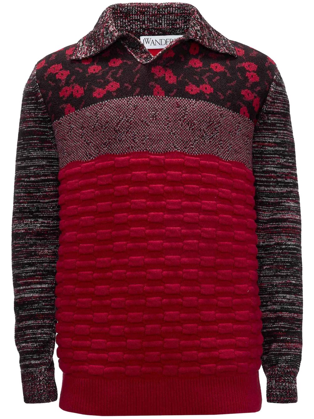 JW Anderson 多纹理polo衫 - 红色
