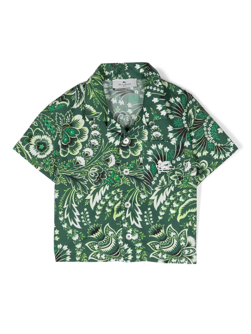 ETRO KIDS 花卉印花棉衬衫 - 绿色