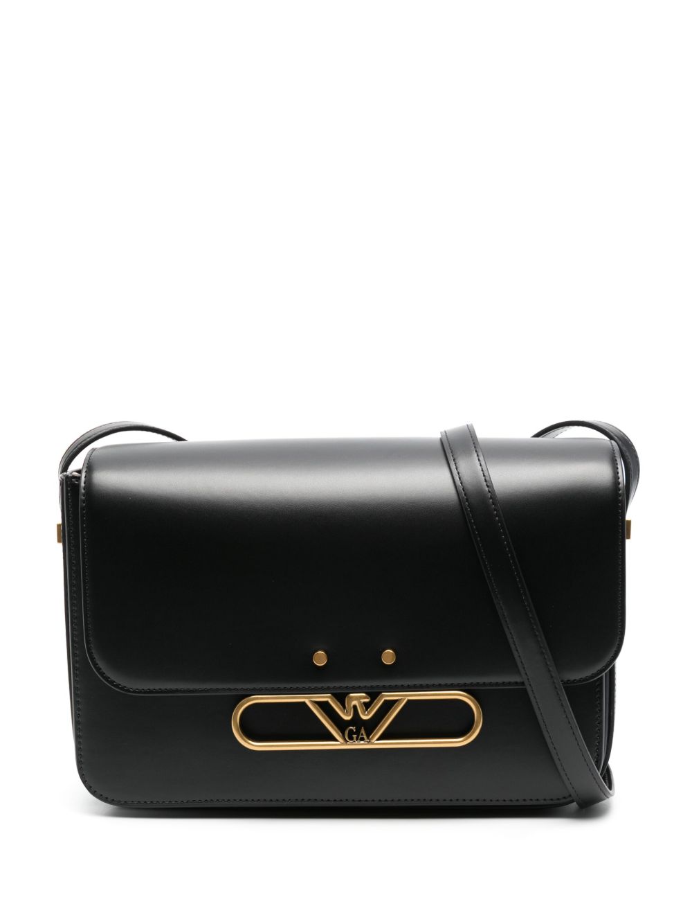 Emporio Armani logo标牌单肩包 - 黑色