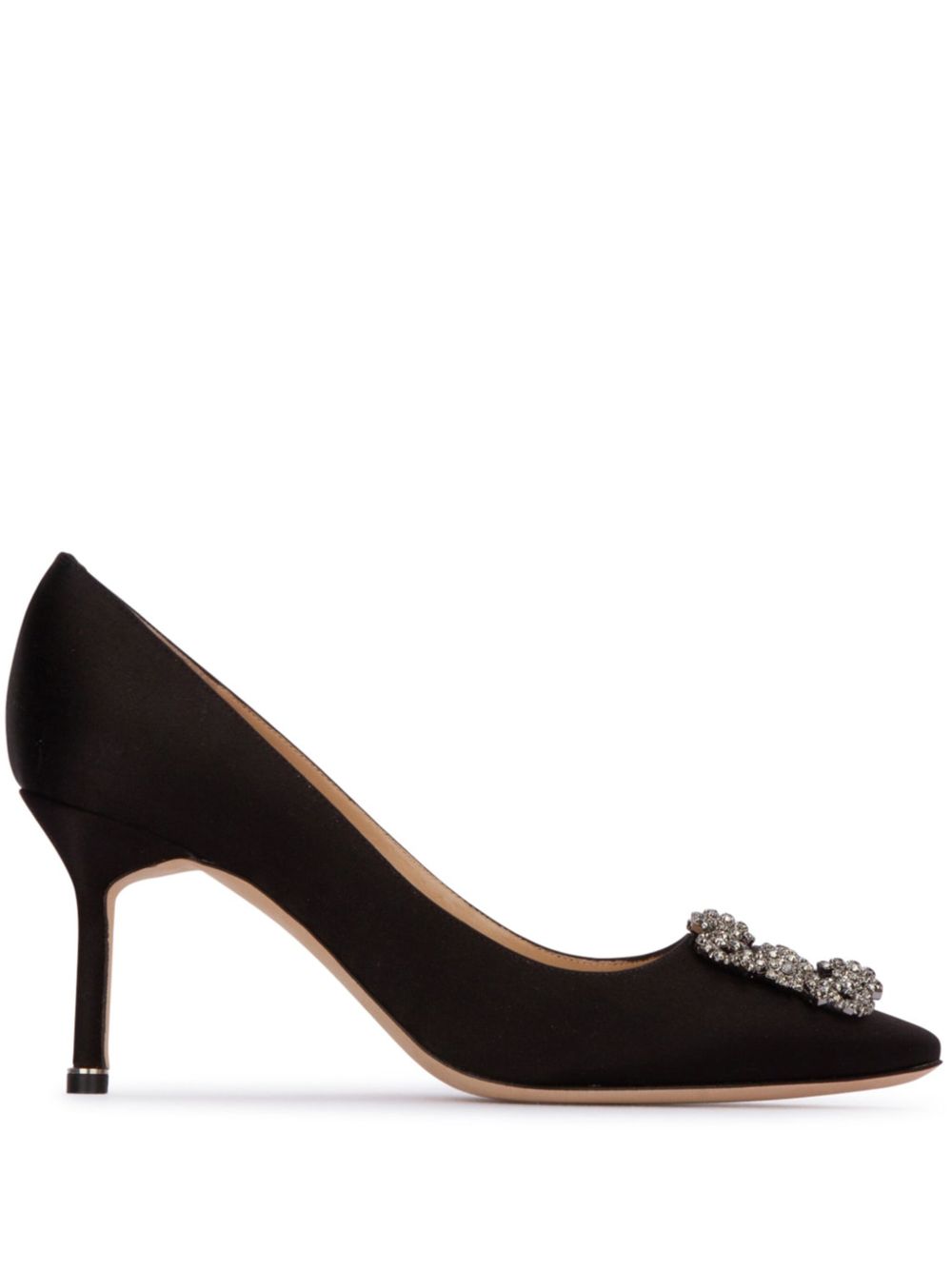 Manolo Blahnik Hangisi 70真丝缎面高跟鞋 - 黑色