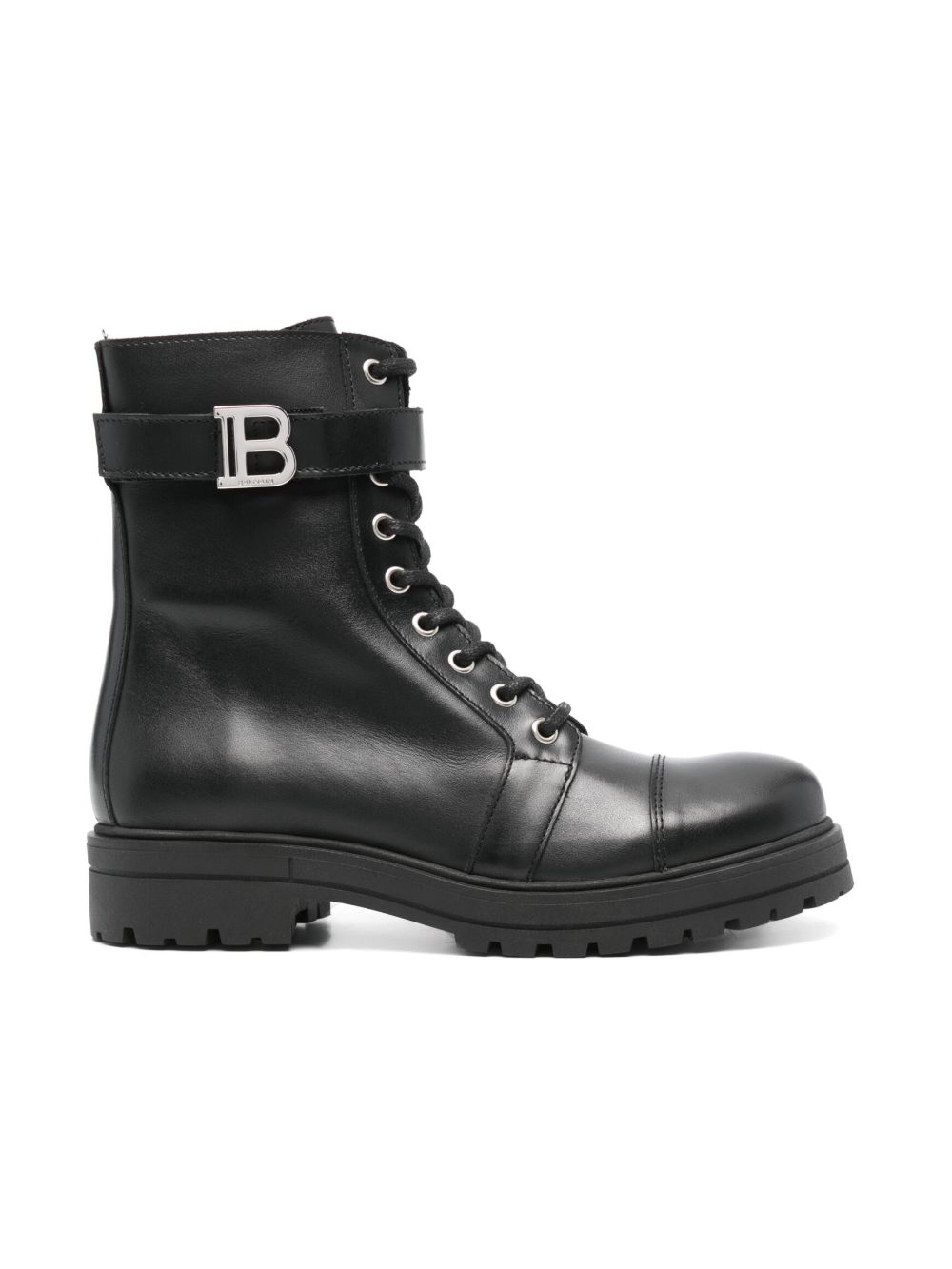 Balmain Kids logo标牌皮靴 - 黑色