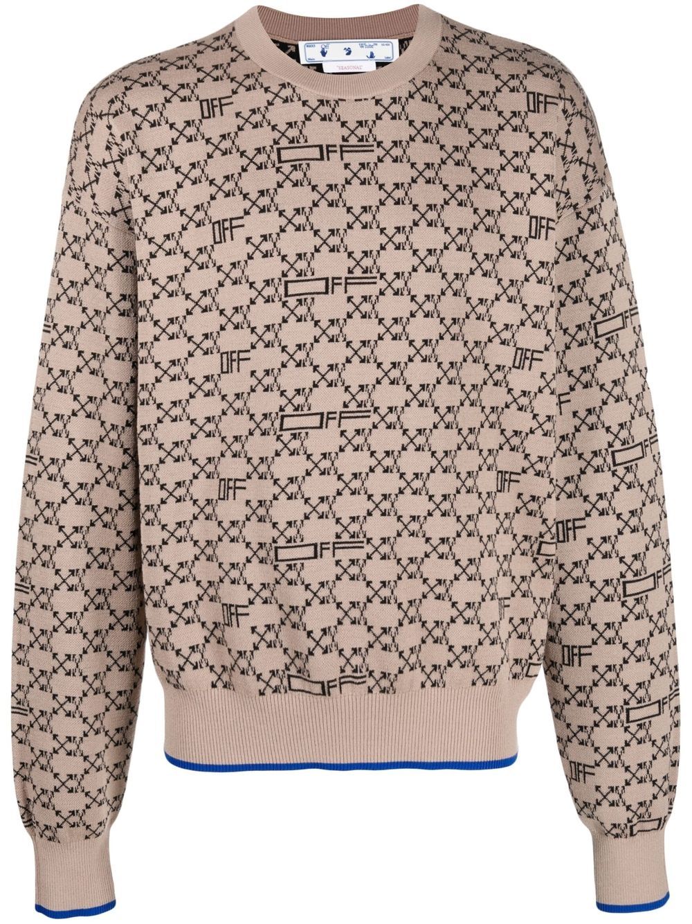 Off-White all-over monogram crew neck jumper - 中性色