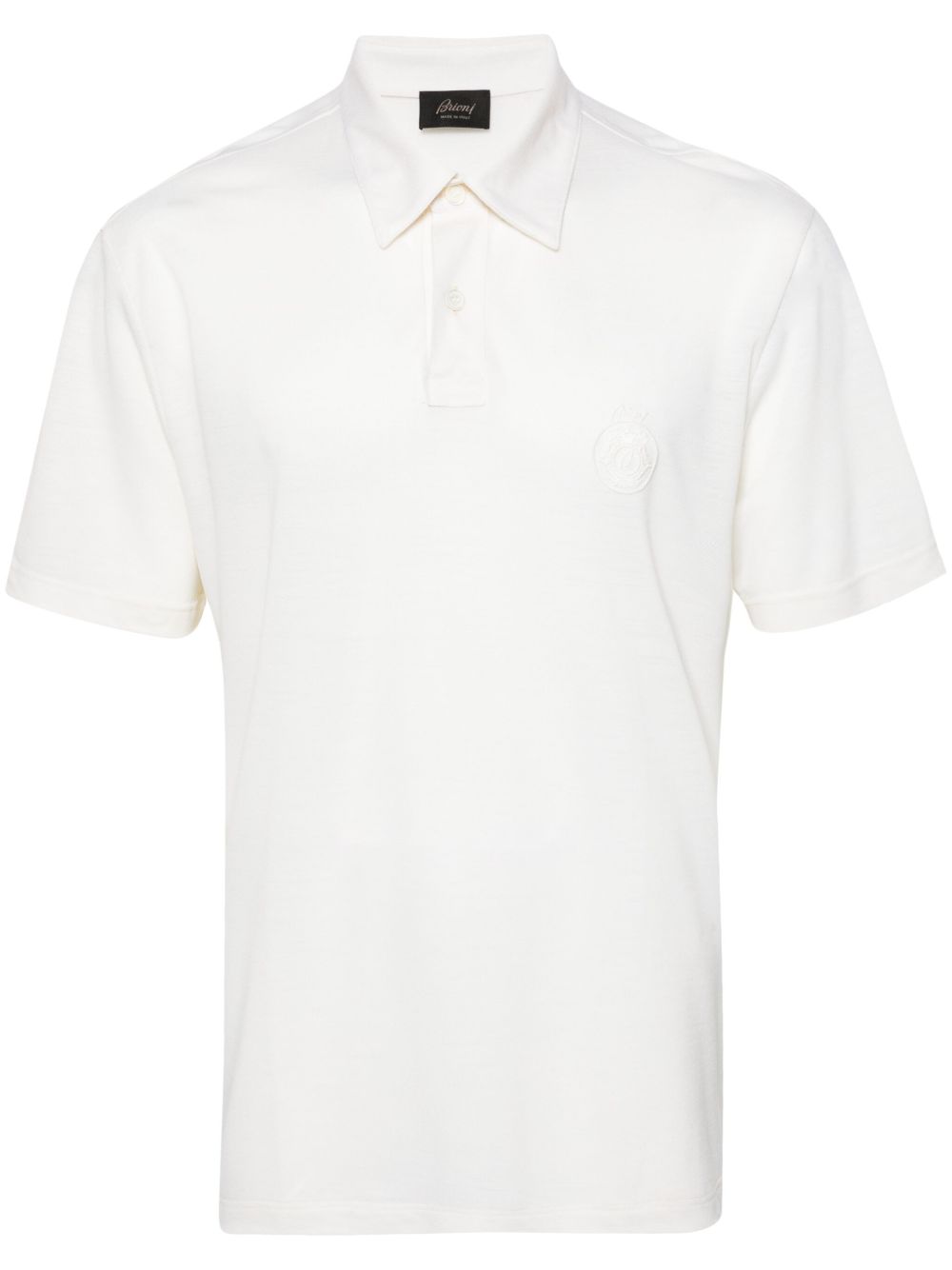 Brioni logo刺绣羊毛polo衫 - 中性色