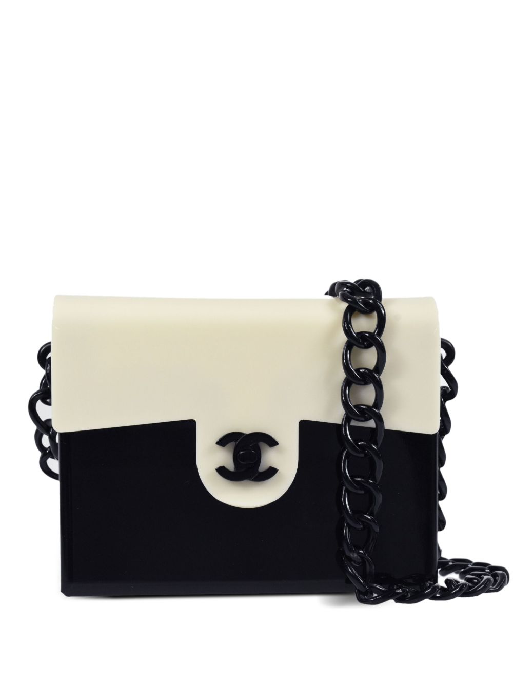 CHANEL Pre-Owned 拼色单肩包（2000年典藏款） - 白色