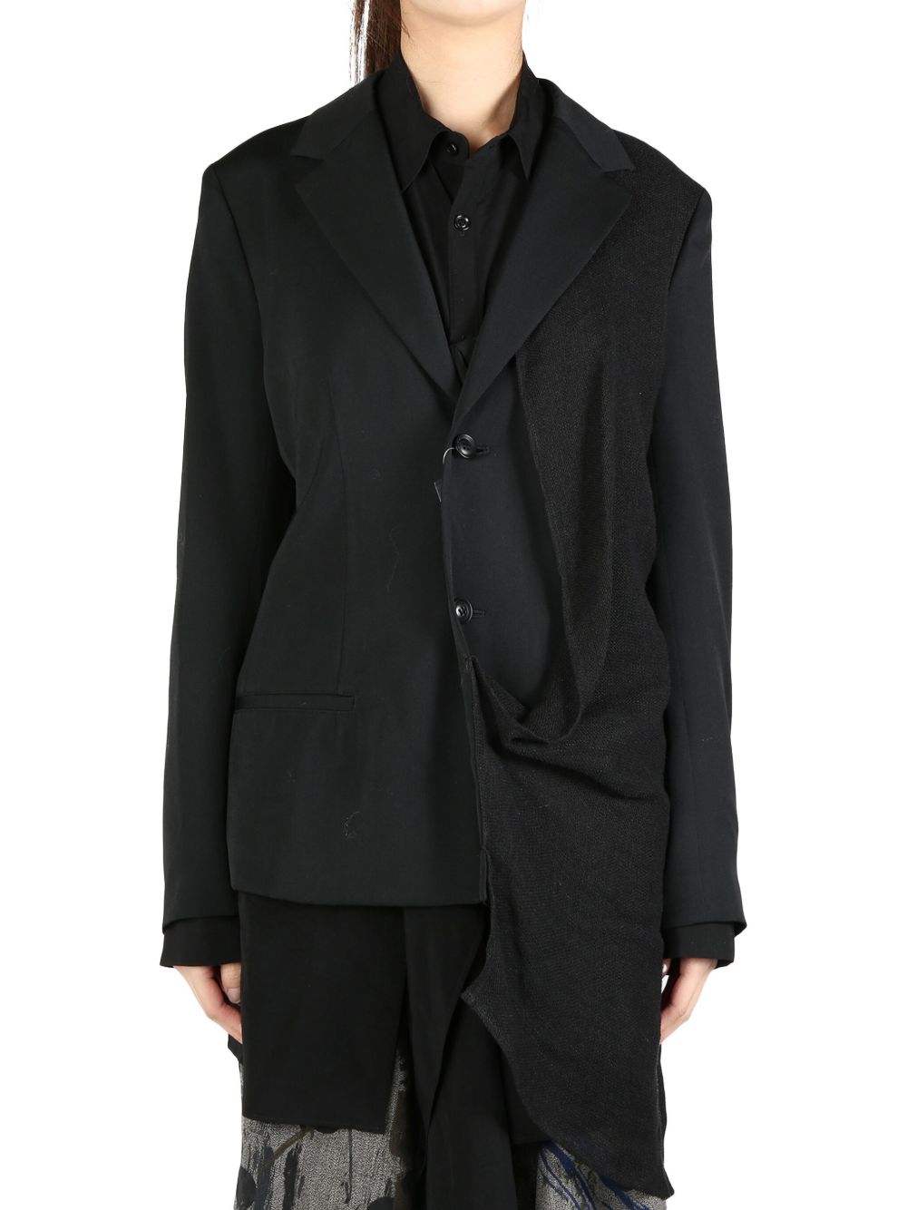 Y's asymmetric blazer - 黑色