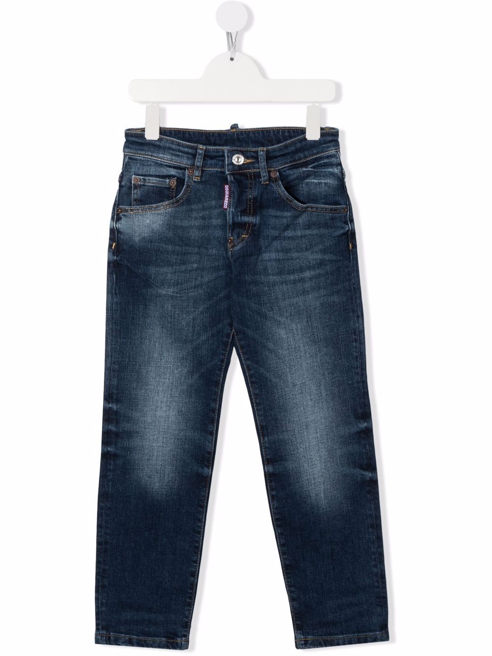 DSQUARED2 KIDS D2次方 中腰修身牛仔裤 - 蓝色