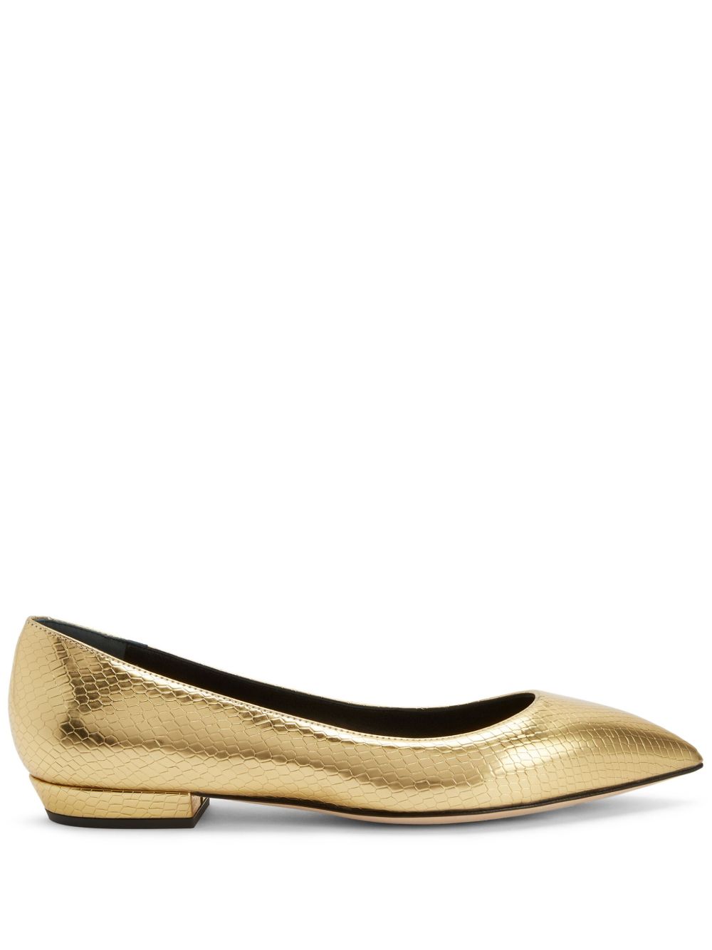 Giuseppe Zanotti Dhalia 皮质芭蕾平底鞋 - 金色