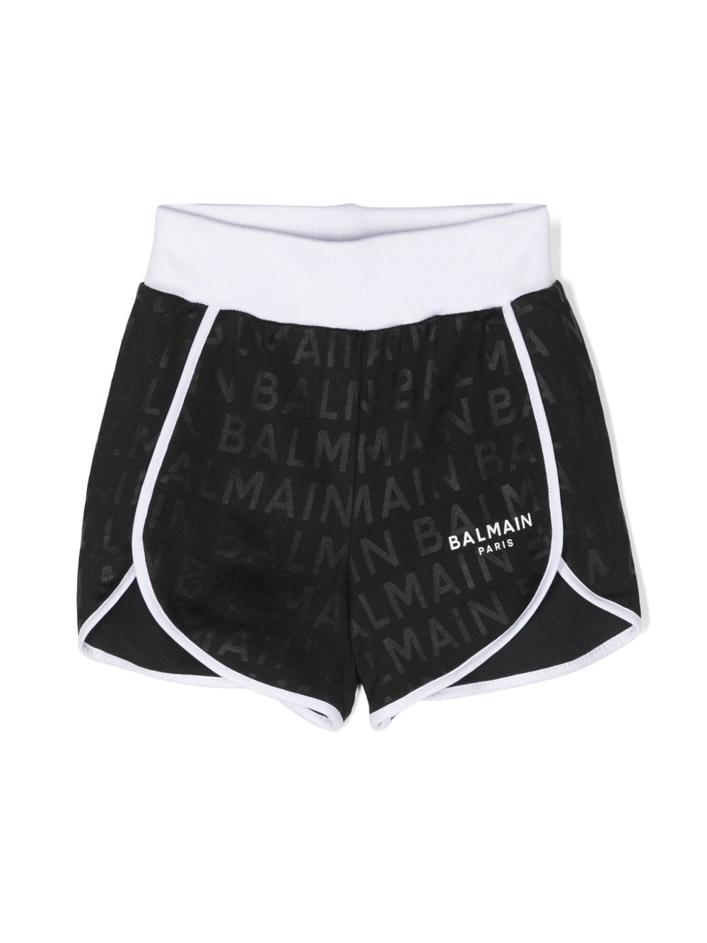 Balmain Kids logo提花运动短裤 - 黑色