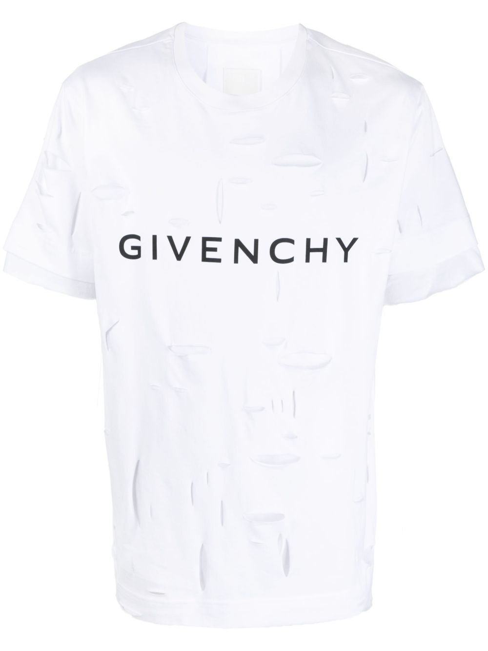 Givenchy logo印花仿旧棉T恤 - 白色