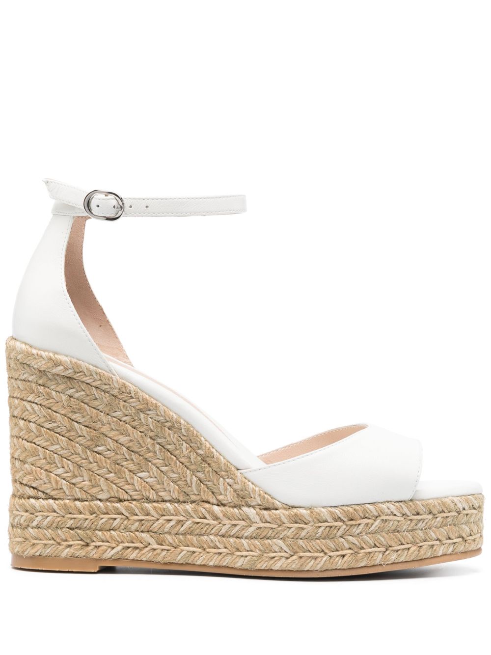 Stuart Weitzman Nudist Curve 坡跟草编鞋 - 白色