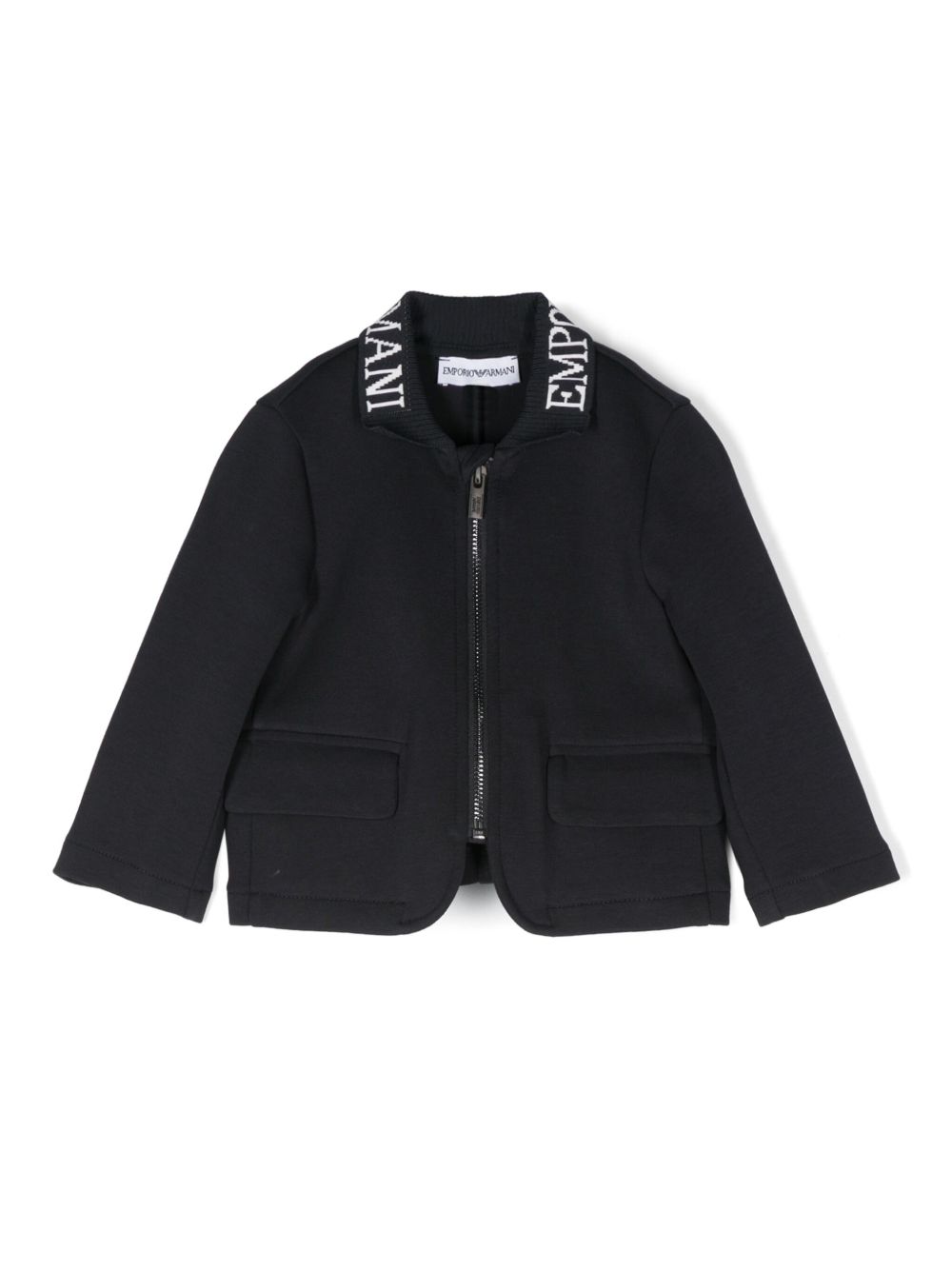 Emporio Armani Kids logo嵌花西装夹克 - 蓝色