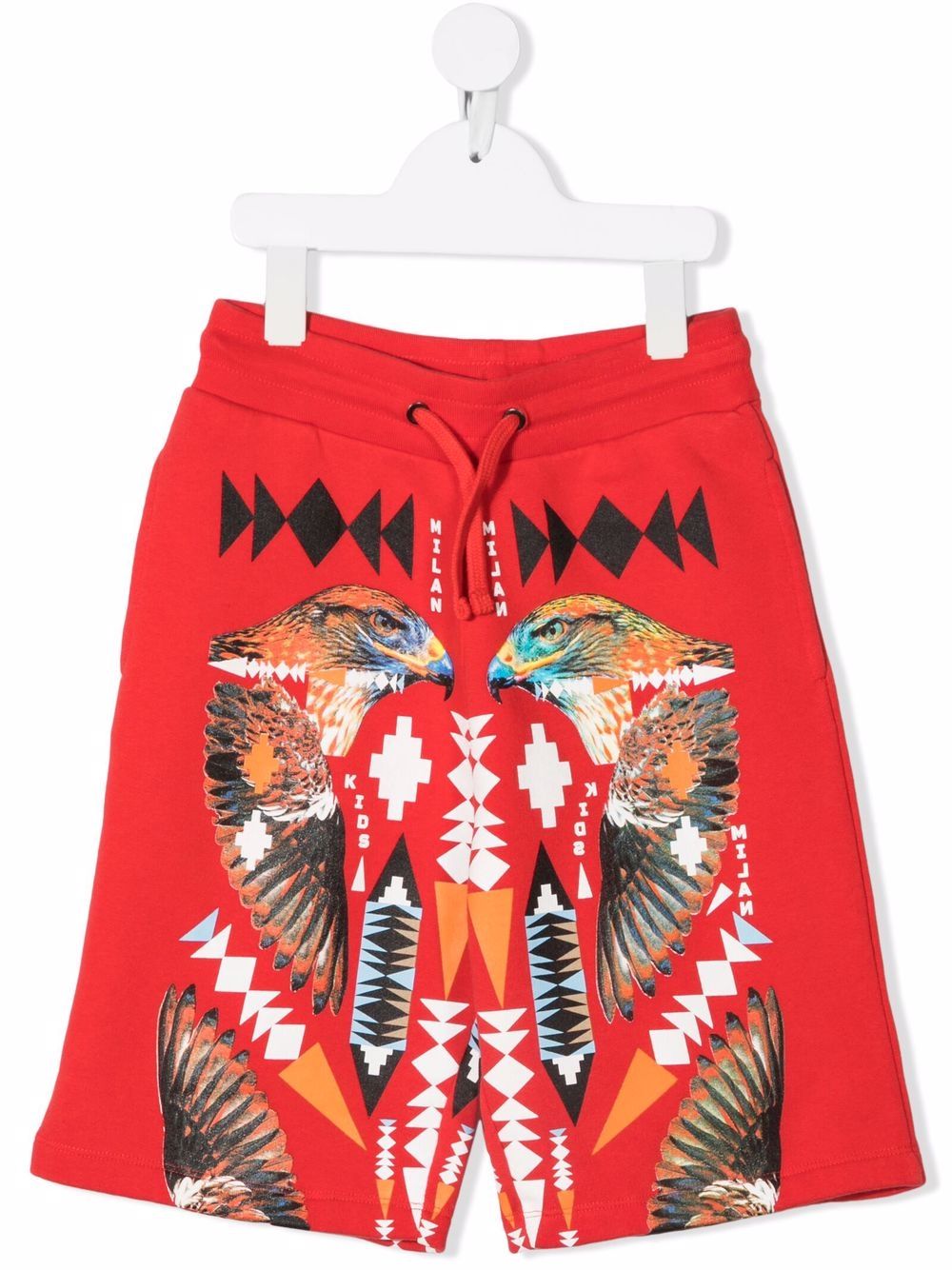 Marcelo Burlon County Of Milan Kids Hawk 印花运动短裤 - 红色