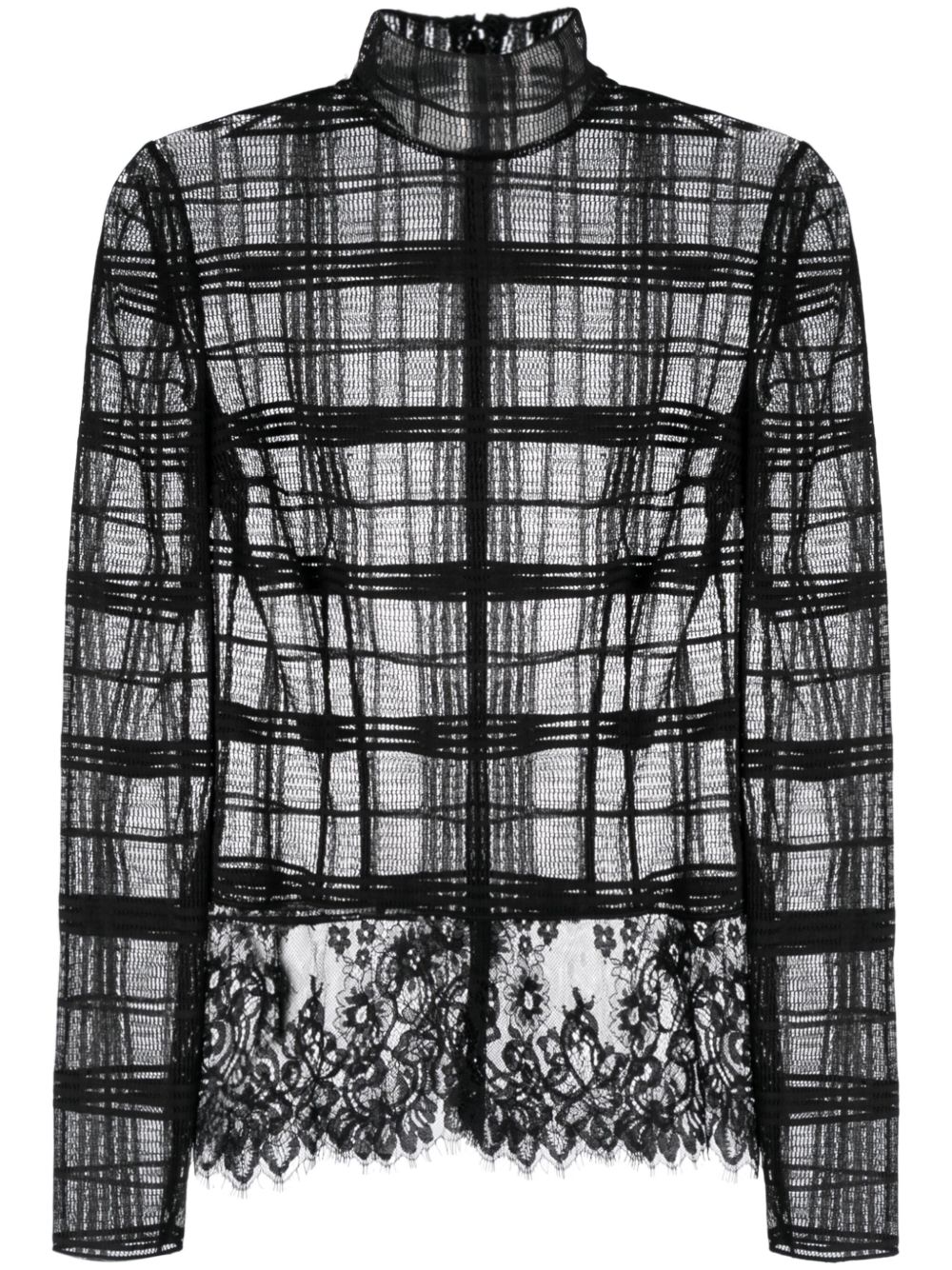 Alberta Ferretti 长袖半透明针织上衣 - 黑色