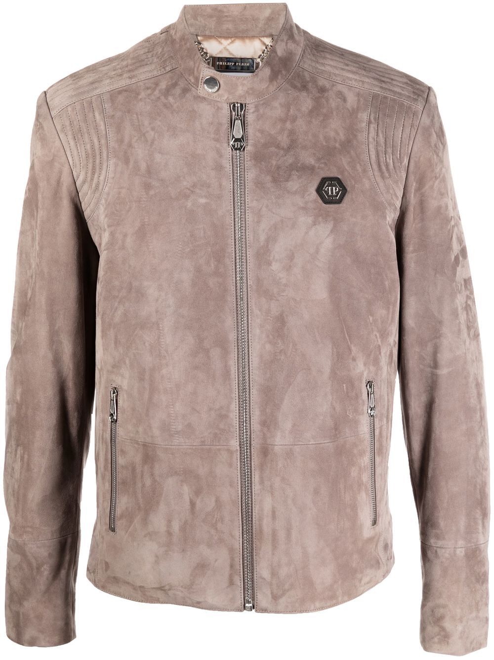 Philipp Plein 绒面皮填充夹克 - 灰色
