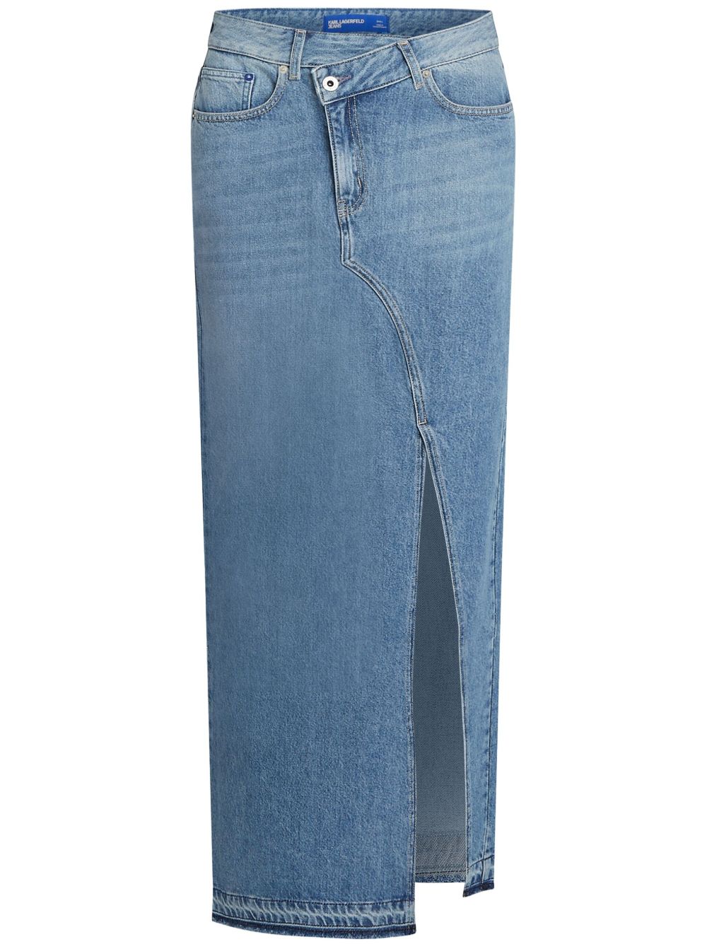 Karl Lagerfeld Jeans 不对称正面牛仔超长半身裙 - 蓝色