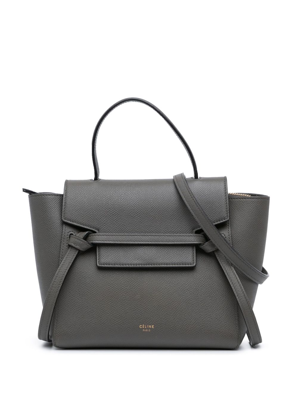 Céline Pre-Owned 袖珍粒面小牛皮斜挎腰包（2000年代典藏款） - 灰色
