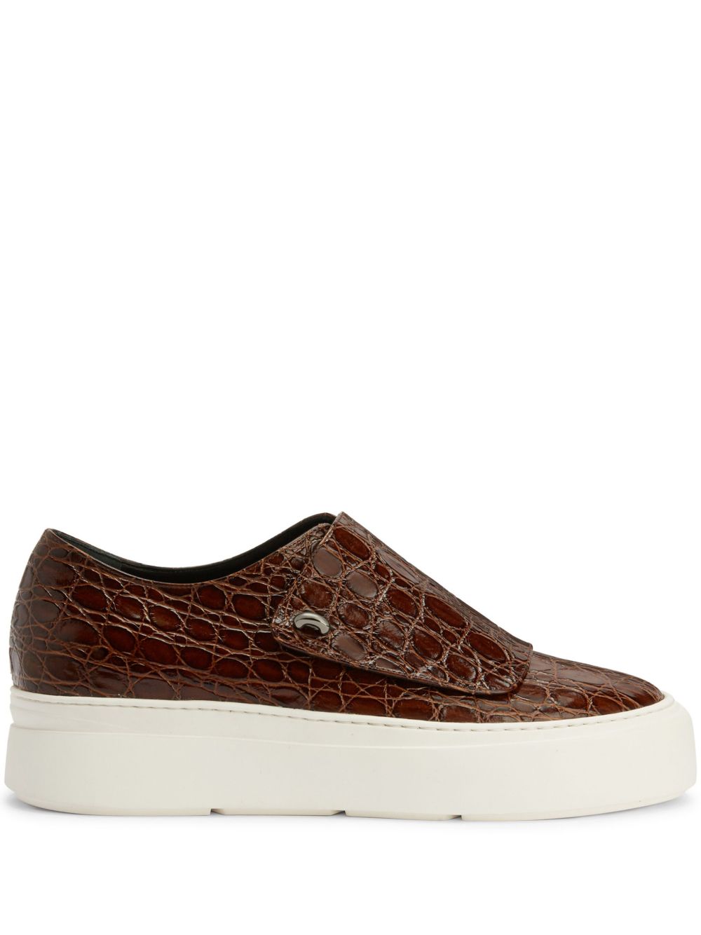 Giuseppe Zanotti Mike 仿鳄鱼压纹孟克鞋 - 褐色