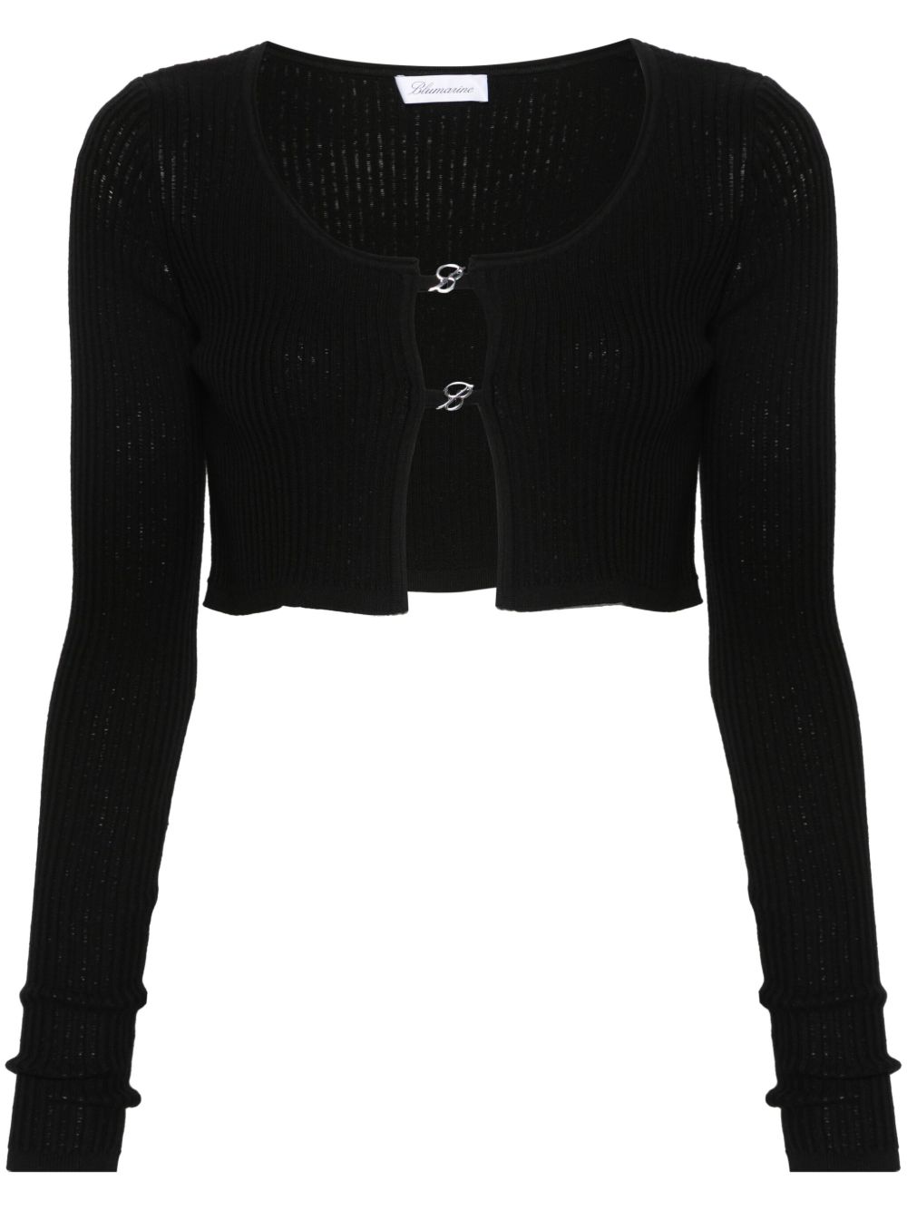 Blumarine logo标牌短款开衫 - 黑色
