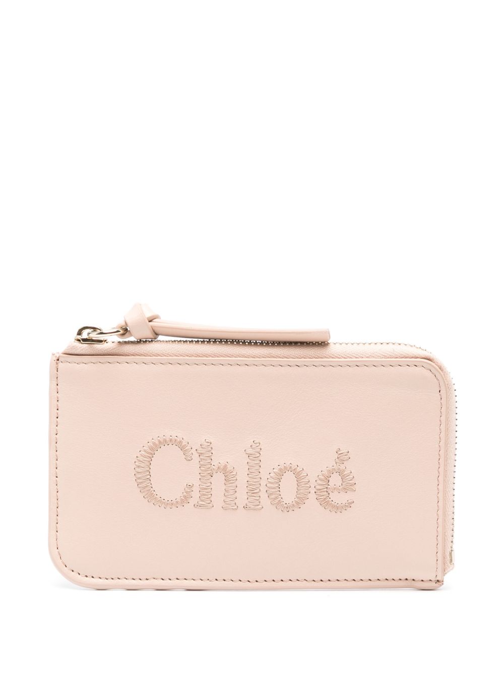 Chloé logo刺绣皮质钱包 - 粉色