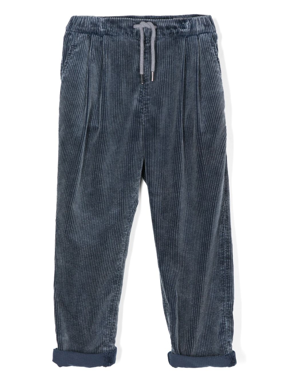 Brunello Cucinelli Kids 灯芯绒长裤 - 蓝色
