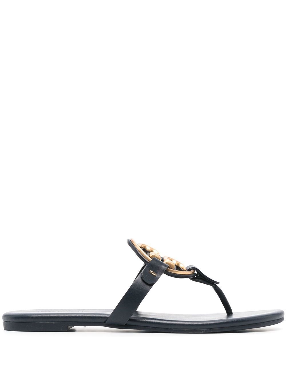 Tory Burch logo标牌露趾拖鞋 - 蓝色