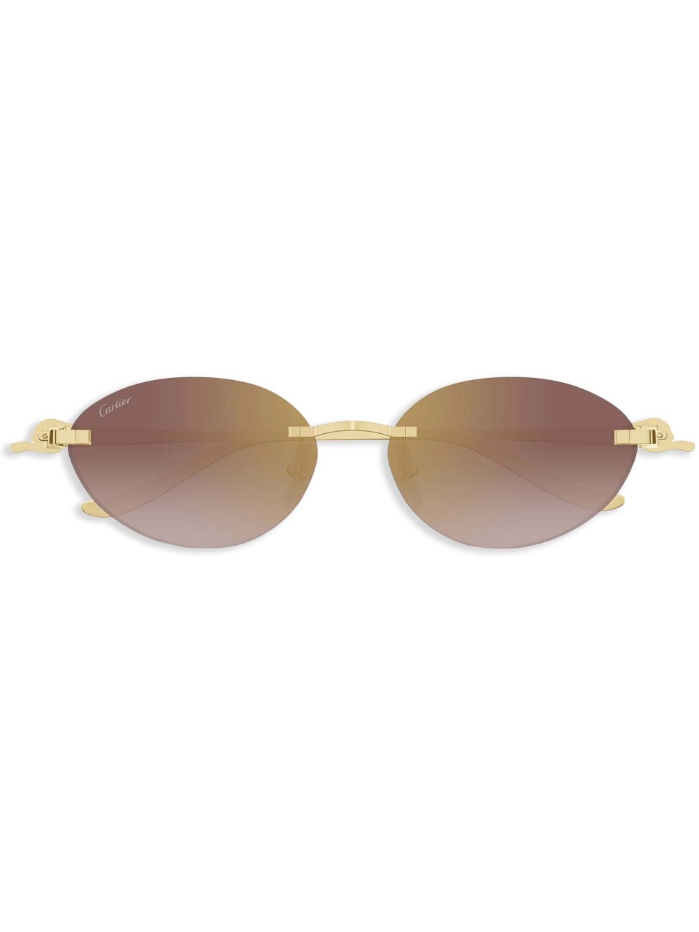 Cartier Eyewear 椭圆框太阳眼镜 - 金色