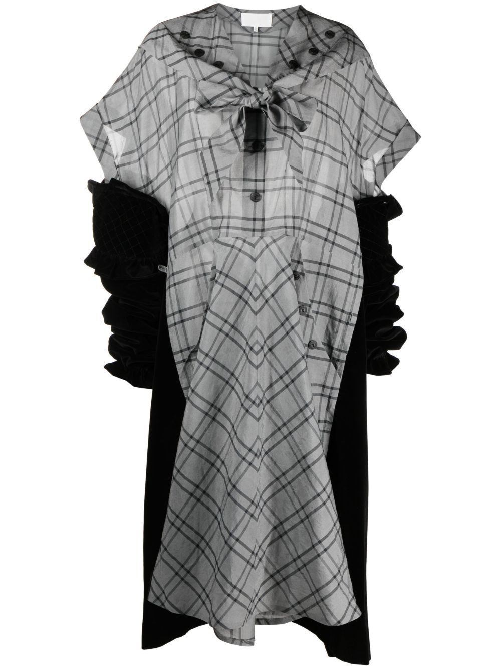 Maison Margiela Spliced 格纹中长连衣裙 - 黑色