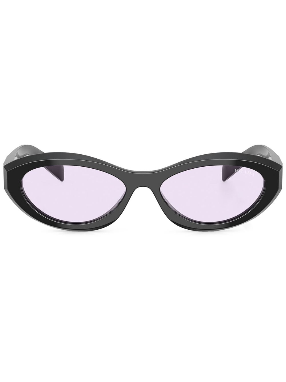 Prada Eyewear 三角形logo椭圆框太阳眼镜 - 黑色