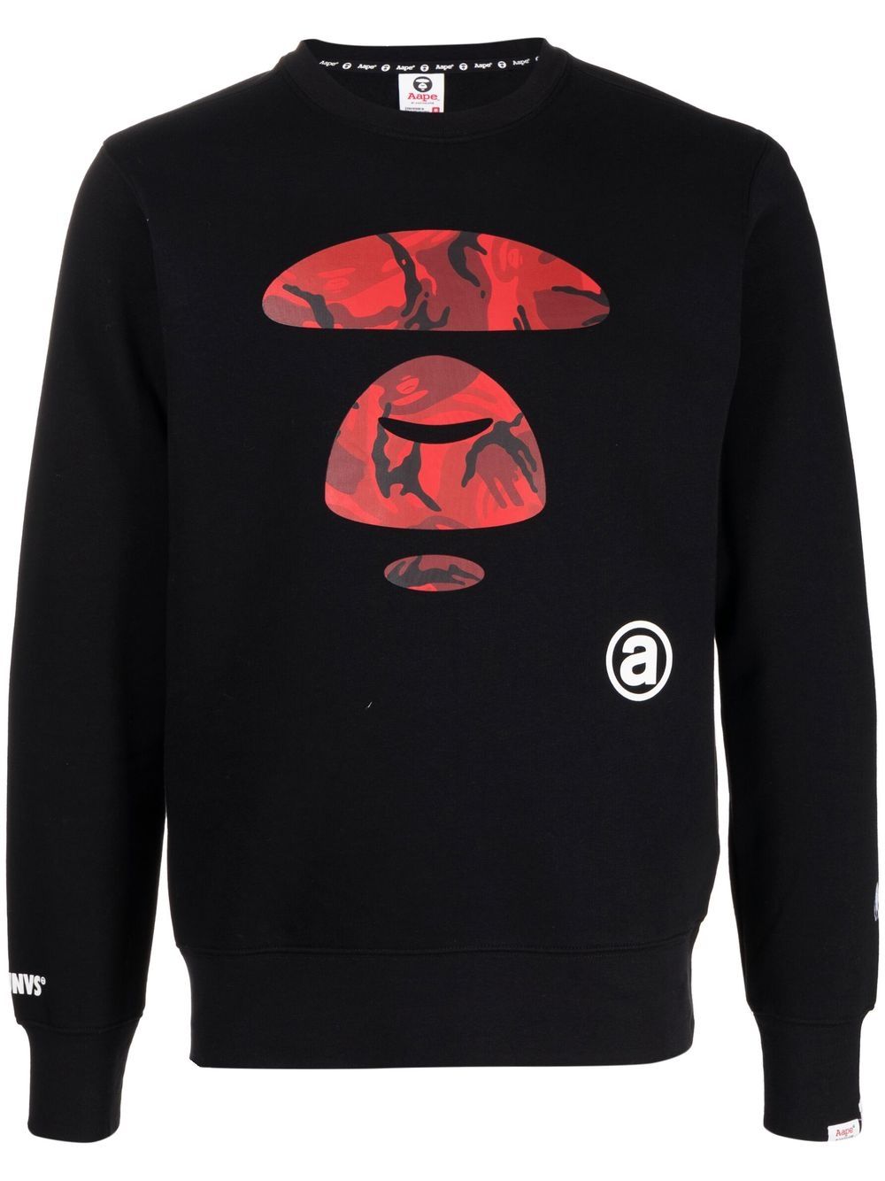 AAPE BY *A BATHING APE® logo印花圆领毛衣 - 黑色