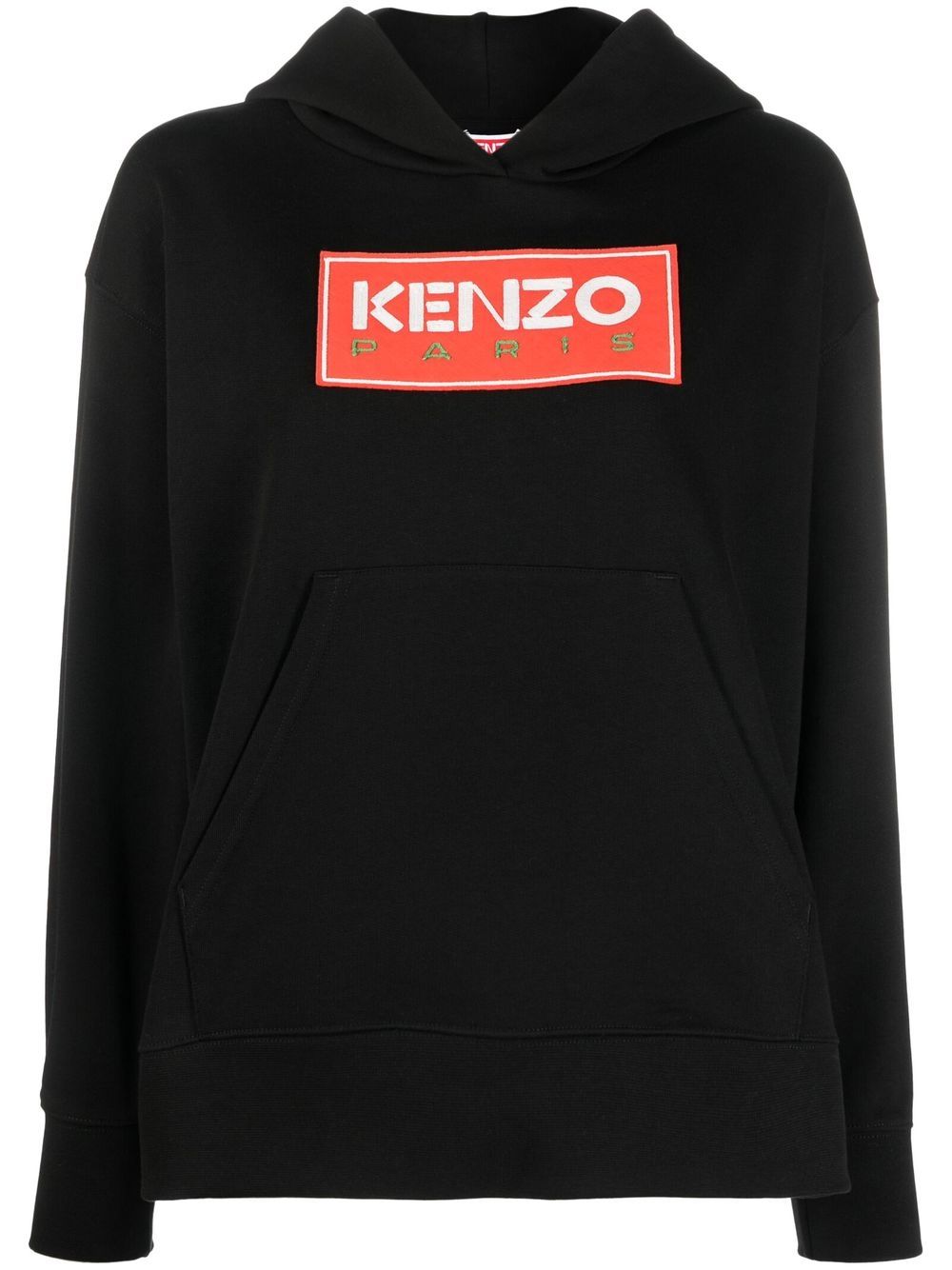 Kenzo logo印花棉连帽衫 - 黑色