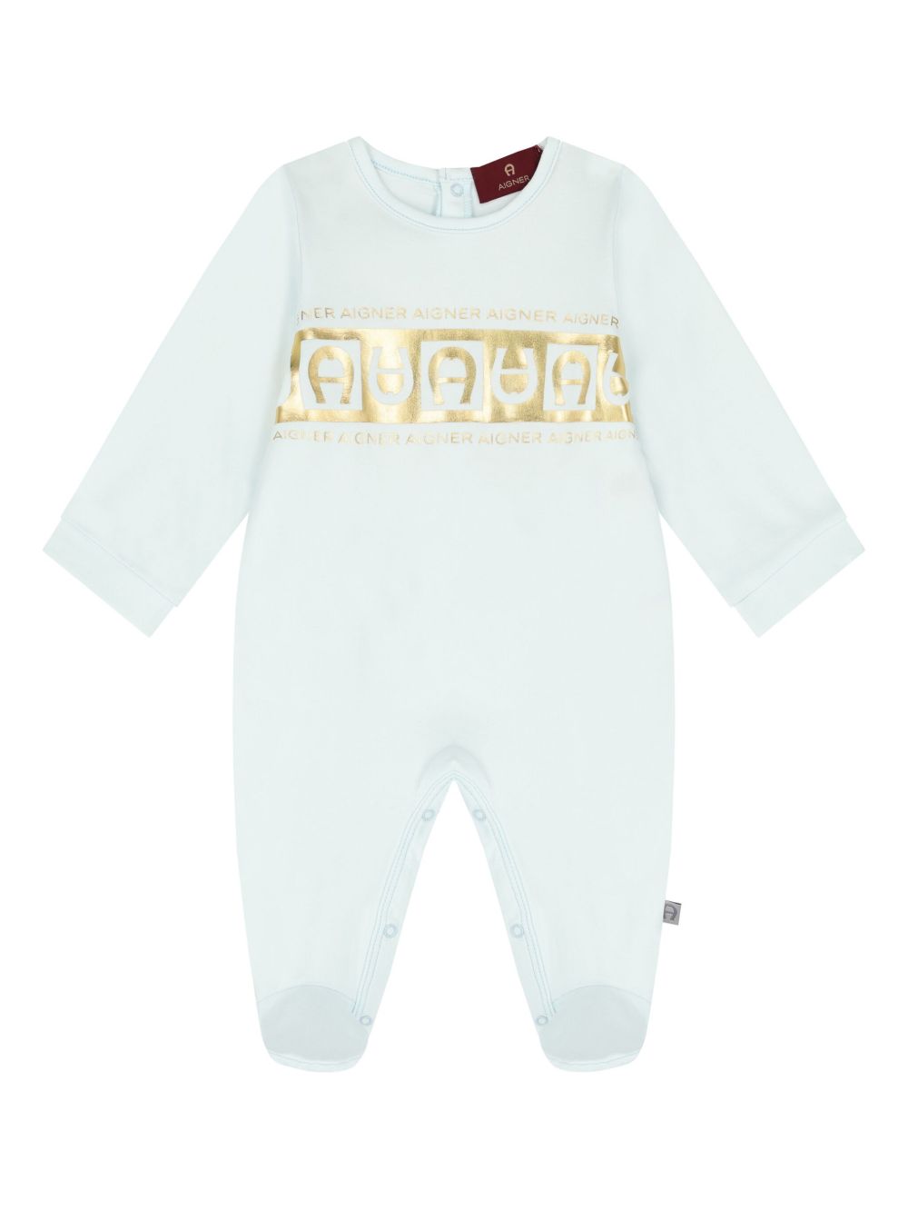 Aigner Kids logo印花连体衣 - 蓝色