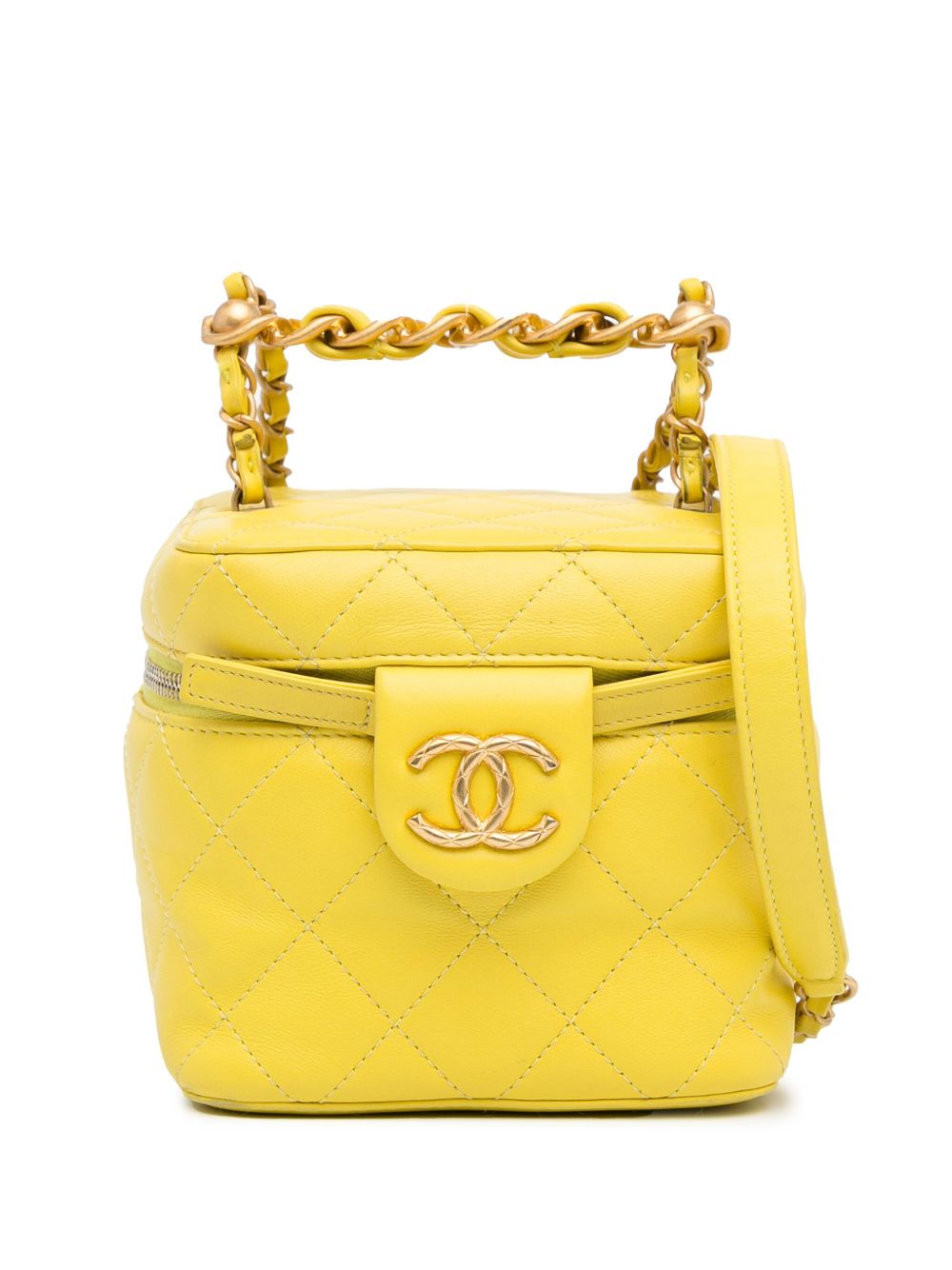 CHANEL Pre-Owned CC Quilted Lambskin Case 化妆包（2021-2023年典藏款） - 黄色