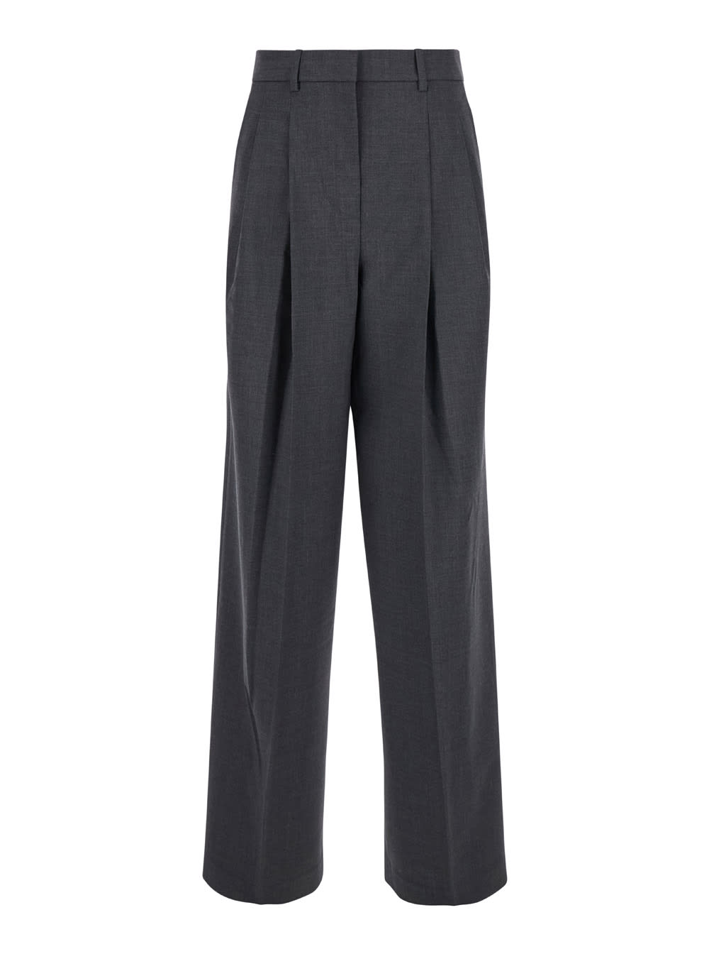 Theory Grey High-waist Pants With Pences In Stretch Wool Woman